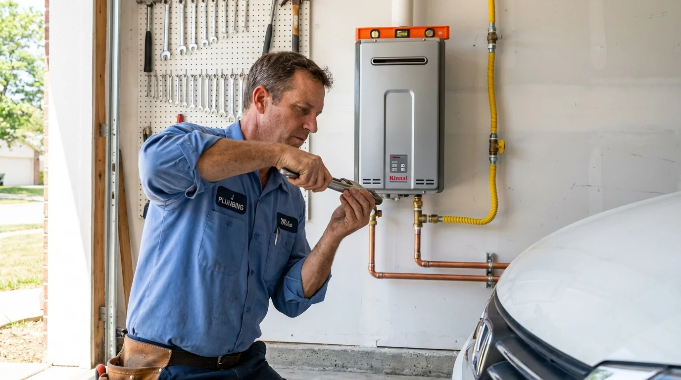 Tankless water heater installation by a Johns Plumbing LLC plumber in Brilliant